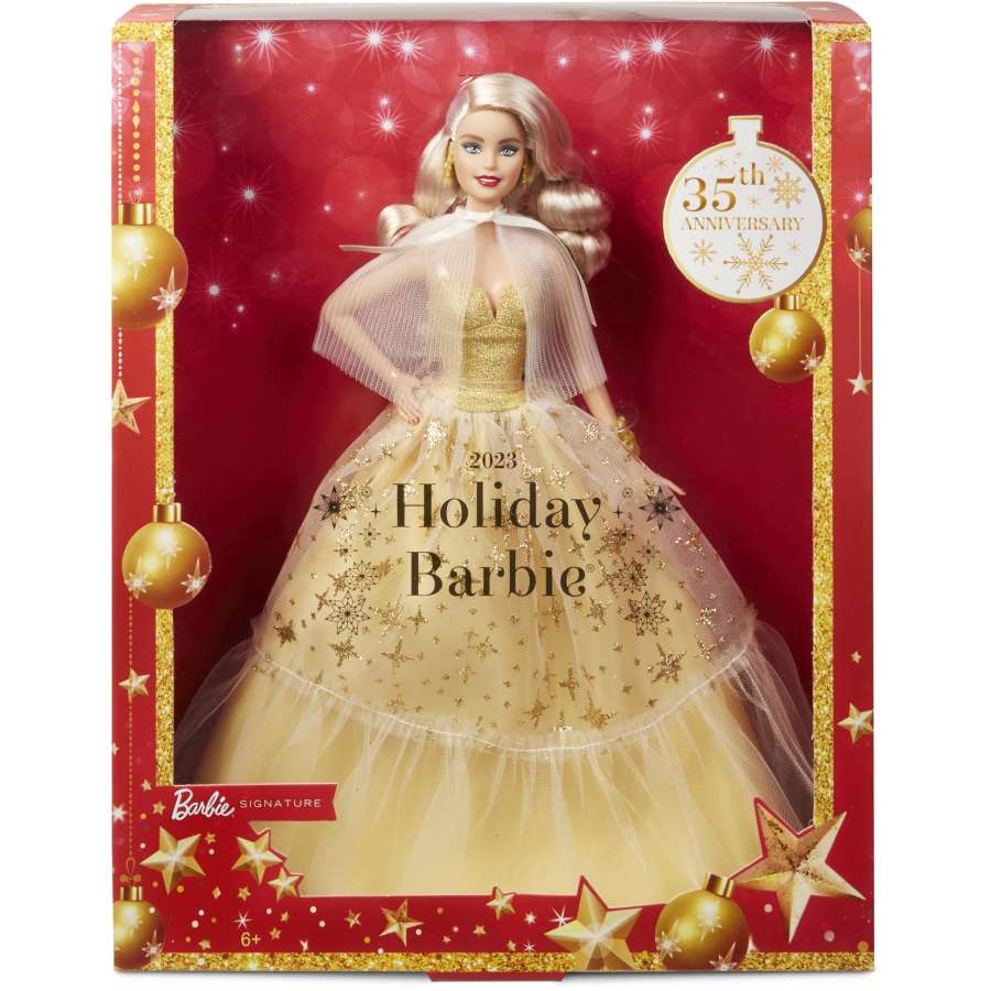 Holiday 2023 Barbie Doll, Seasonal Collector Gift, Golden Gown And Blond  Hair